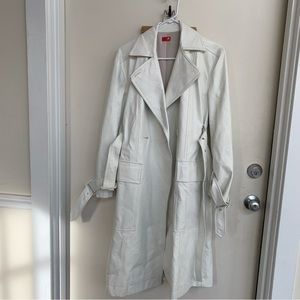 Kitri Cream Vinyl Trench Coat NWT